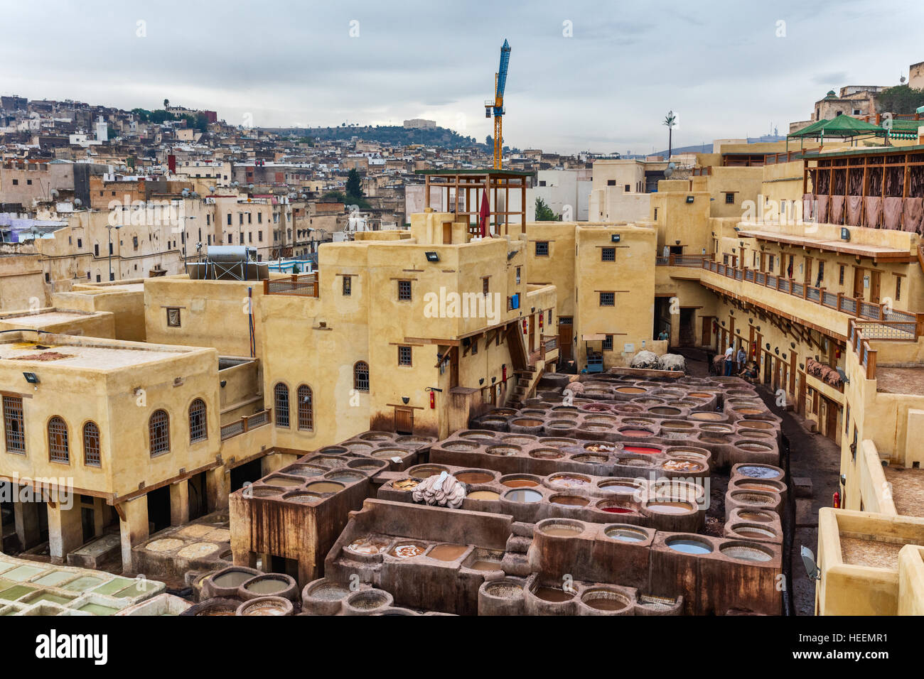 Les Tanneries, Fes, Maroc Banque D'Images