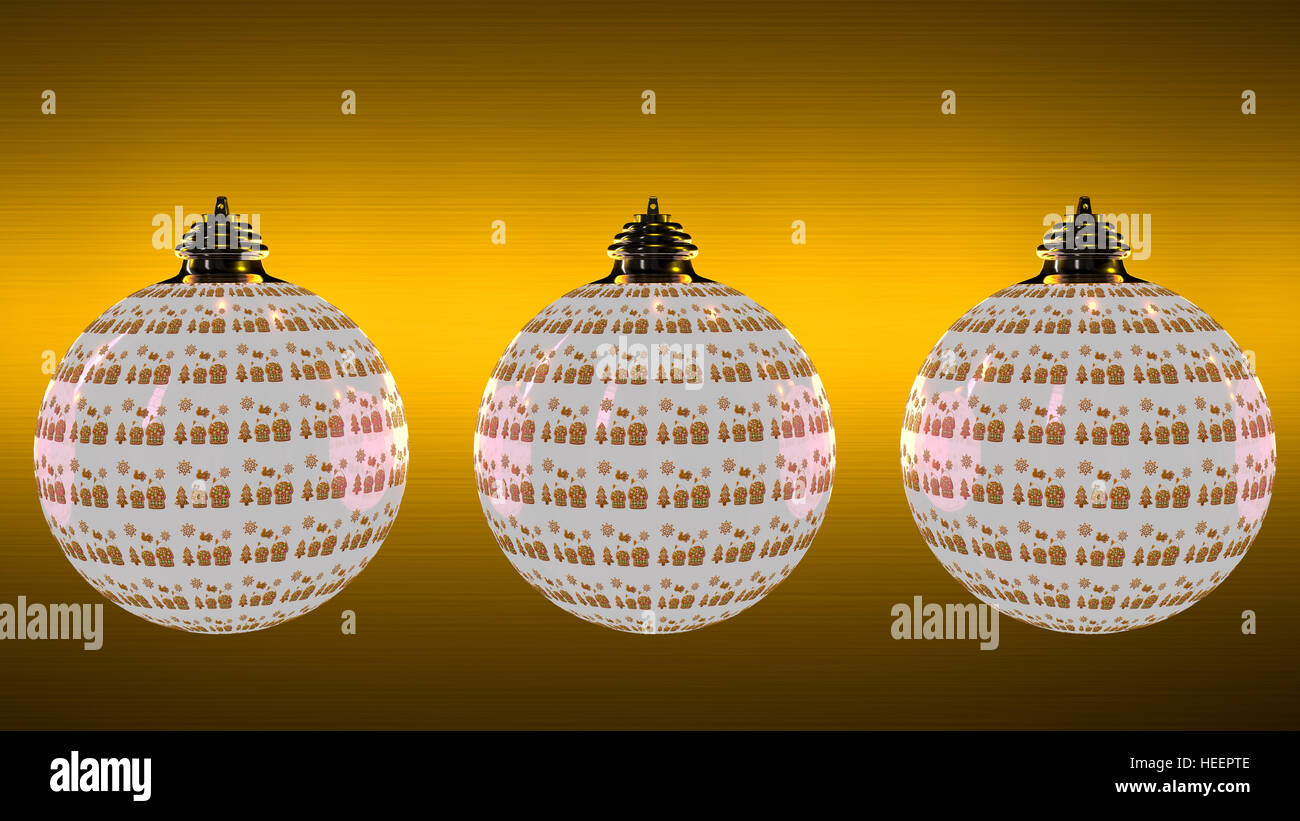 Les chiffres d'épice sur boules de Noël blanc, photo-réalistes des graphiques informatiques Banque D'Images