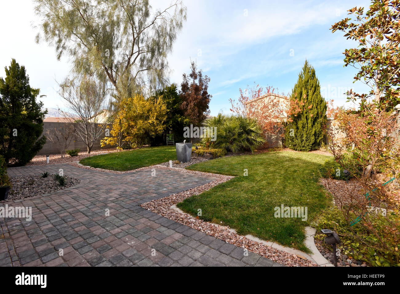 Arrière-cour résidentielle à Las Vegas au Nevada Banque D'Images