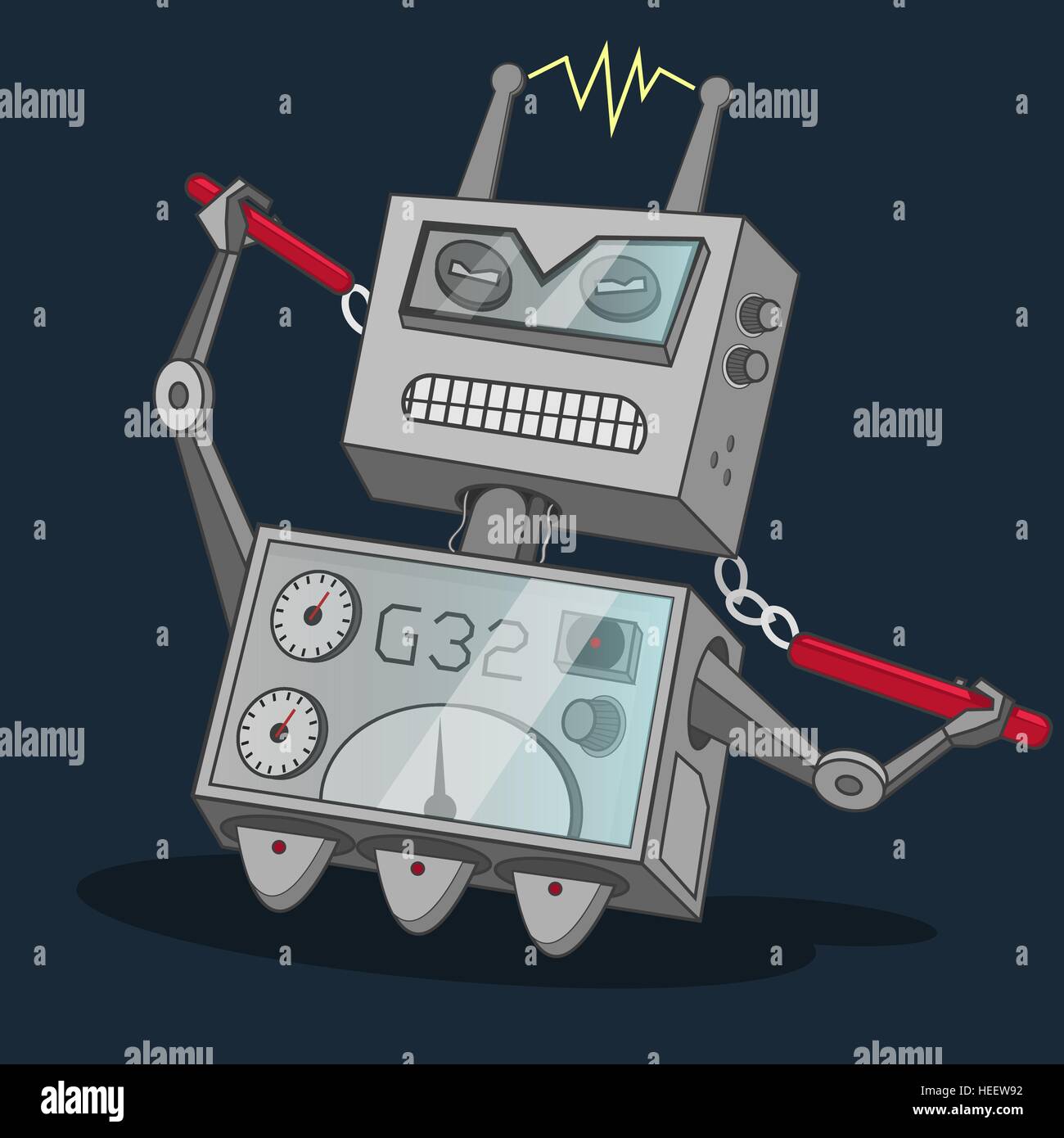 Cute vintage robot danseur, party, vecteur d'imprimer sur un T-shirt Illustration de Vecteur