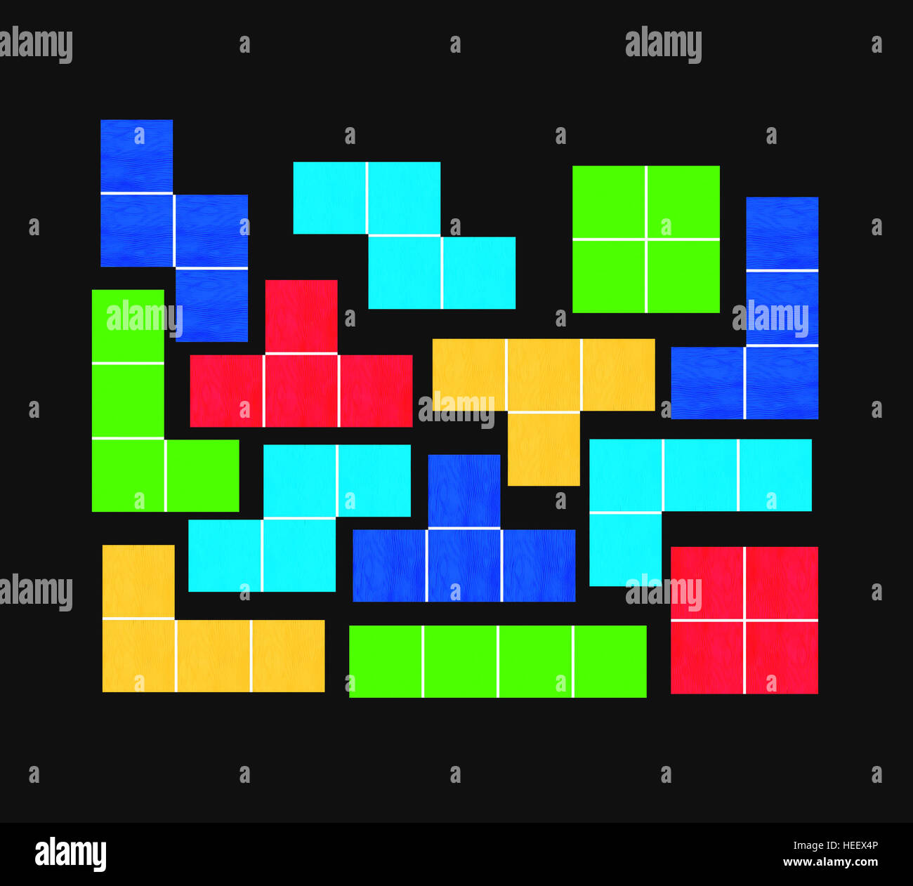 Jeu tetris sur fond noir - jeu de puzzle - Formes géométriques Photo Stock  - Alamy