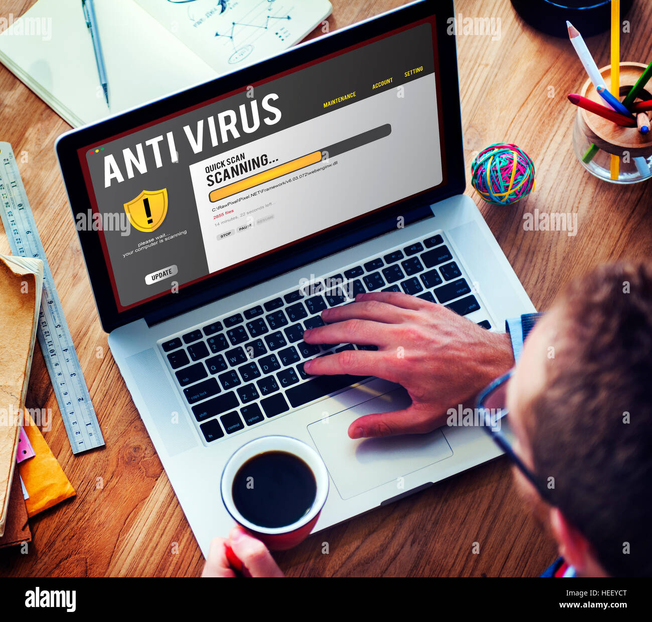 Alerte antivirus Firewall Protection Concept Sécurité Hacker Banque D'Images