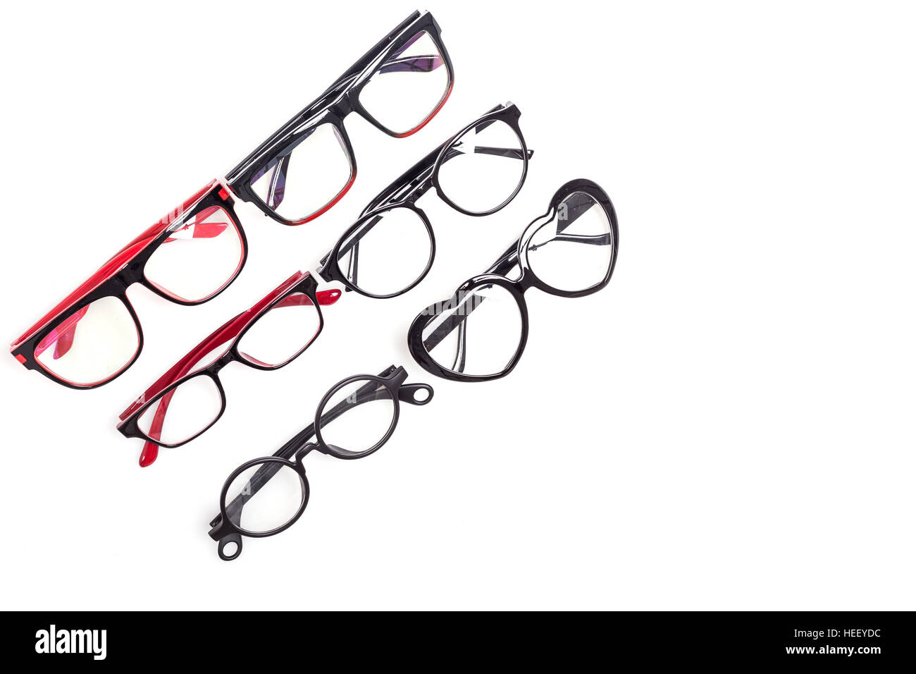 Close up black lunettes isolé sur fond blanc Banque D'Images