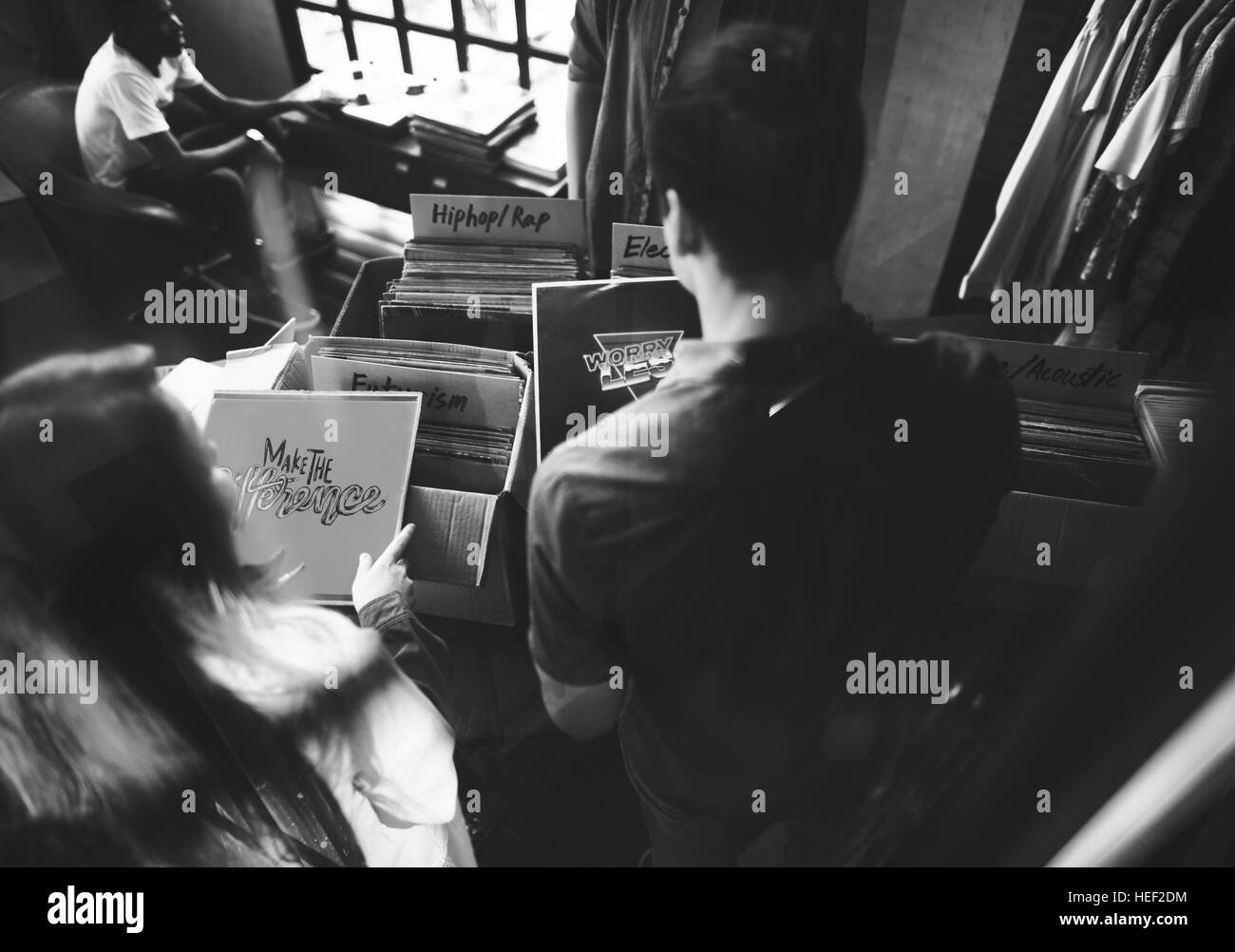 Vinyl Record Store Shopping Musique Oldschool Concept classique Banque D'Images