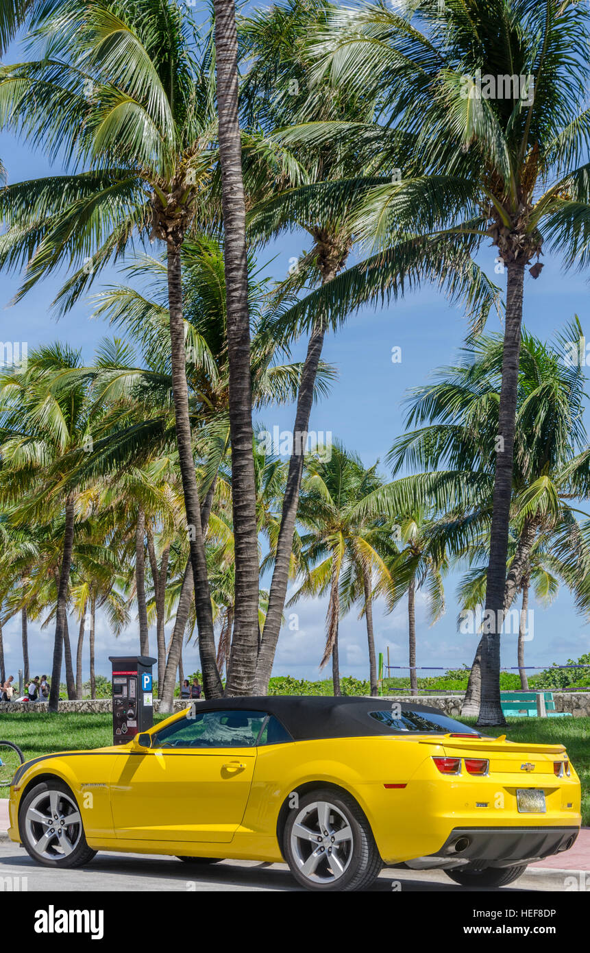 Miami, USA - 23 septembre 2012 : Chevrolet Camaro SS cabriolet en stationnement sur une rue. La Camaro de cinquième génération a été introduite en 2010. Ce converti Banque D'Images