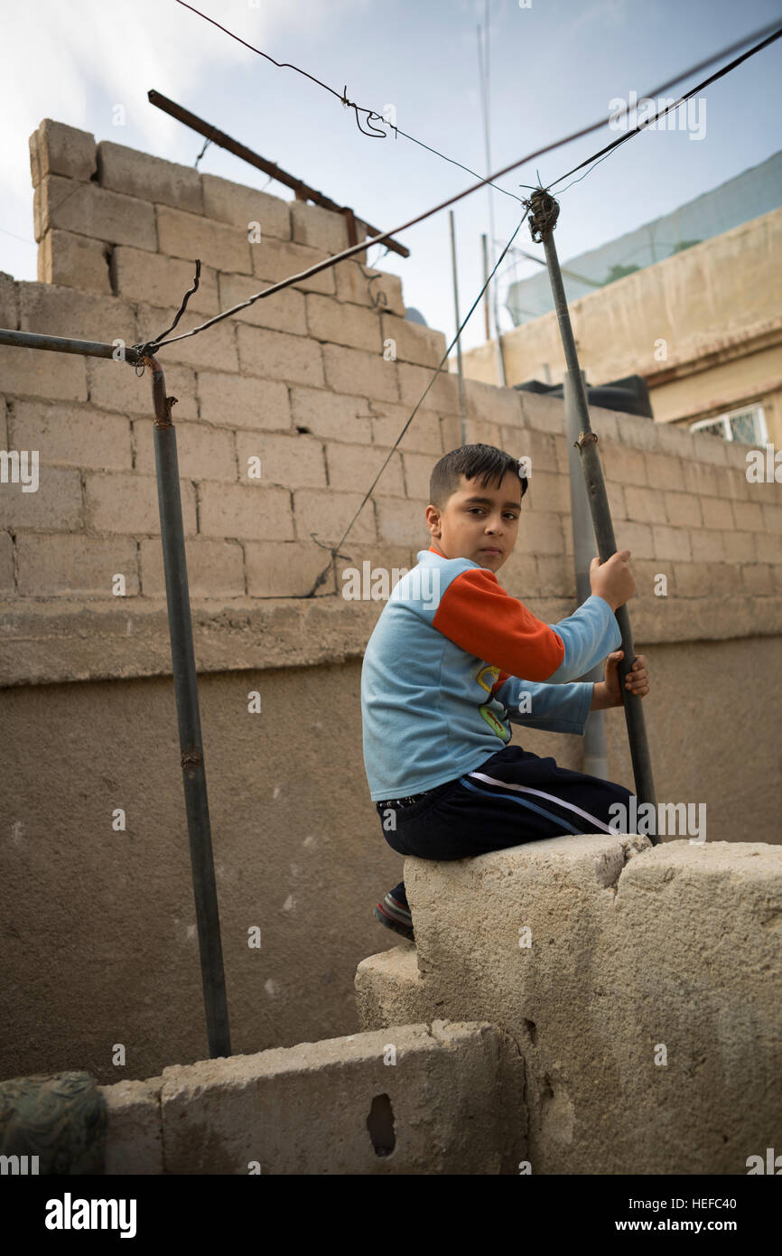 Enfant réfugié à Aqaba, Jordanie. Banque D'Images