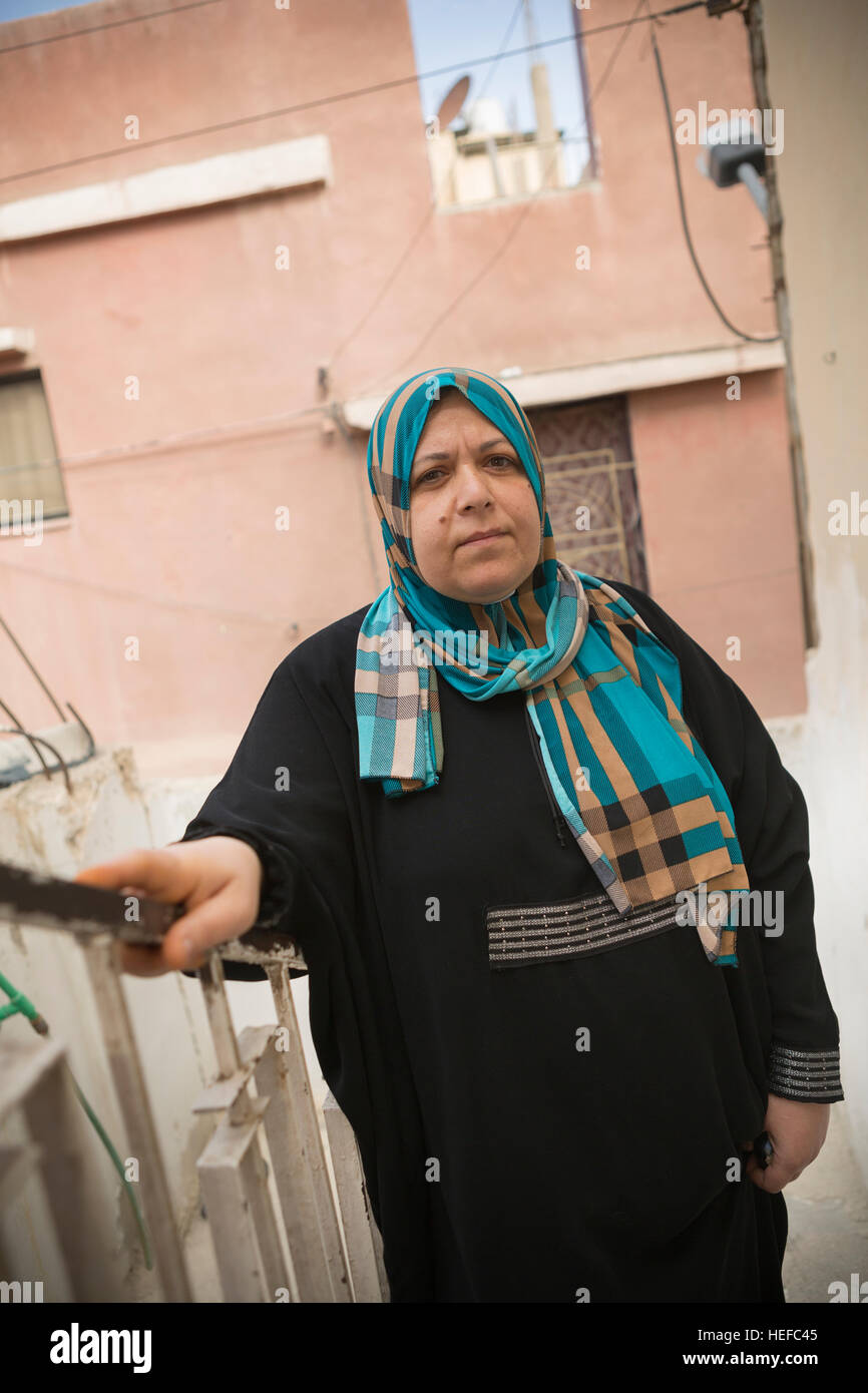 Femme réfugiée à Aqaba, Jordanie. Banque D'Images