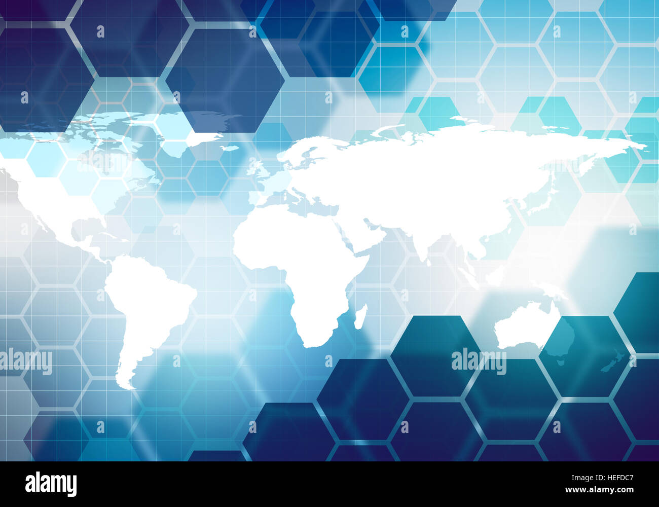 Image gradiented conceptuel numérique technologie d'affaires à rayures hexagonale avec fond de carte du monde, marque de l'entreprise Présentation, design graphique. Banque D'Images