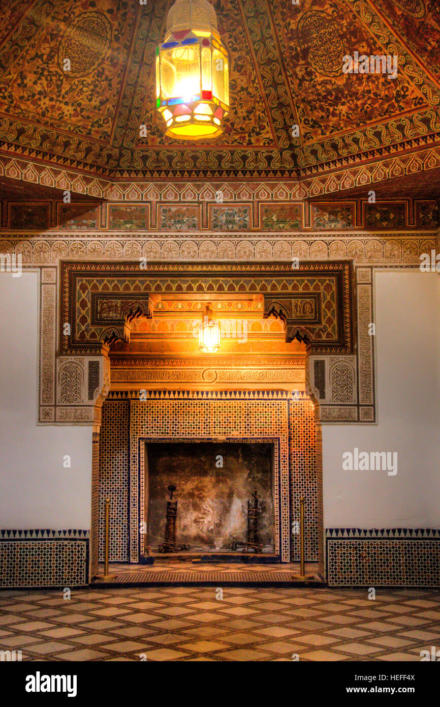 À l'intérieur de l'ancien palais de Bahia, l'une des principales attractions de Marrakech en Morocoo Banque D'Images