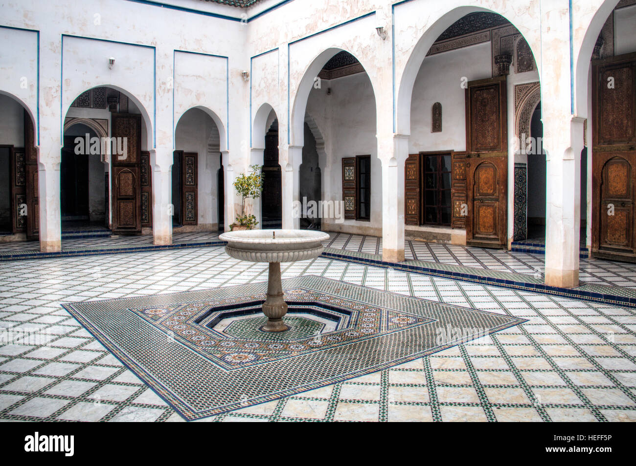 À l'intérieur de l'ancien palais de Bahia, l'une des principales attractions de Marrakech en Morocoo Banque D'Images