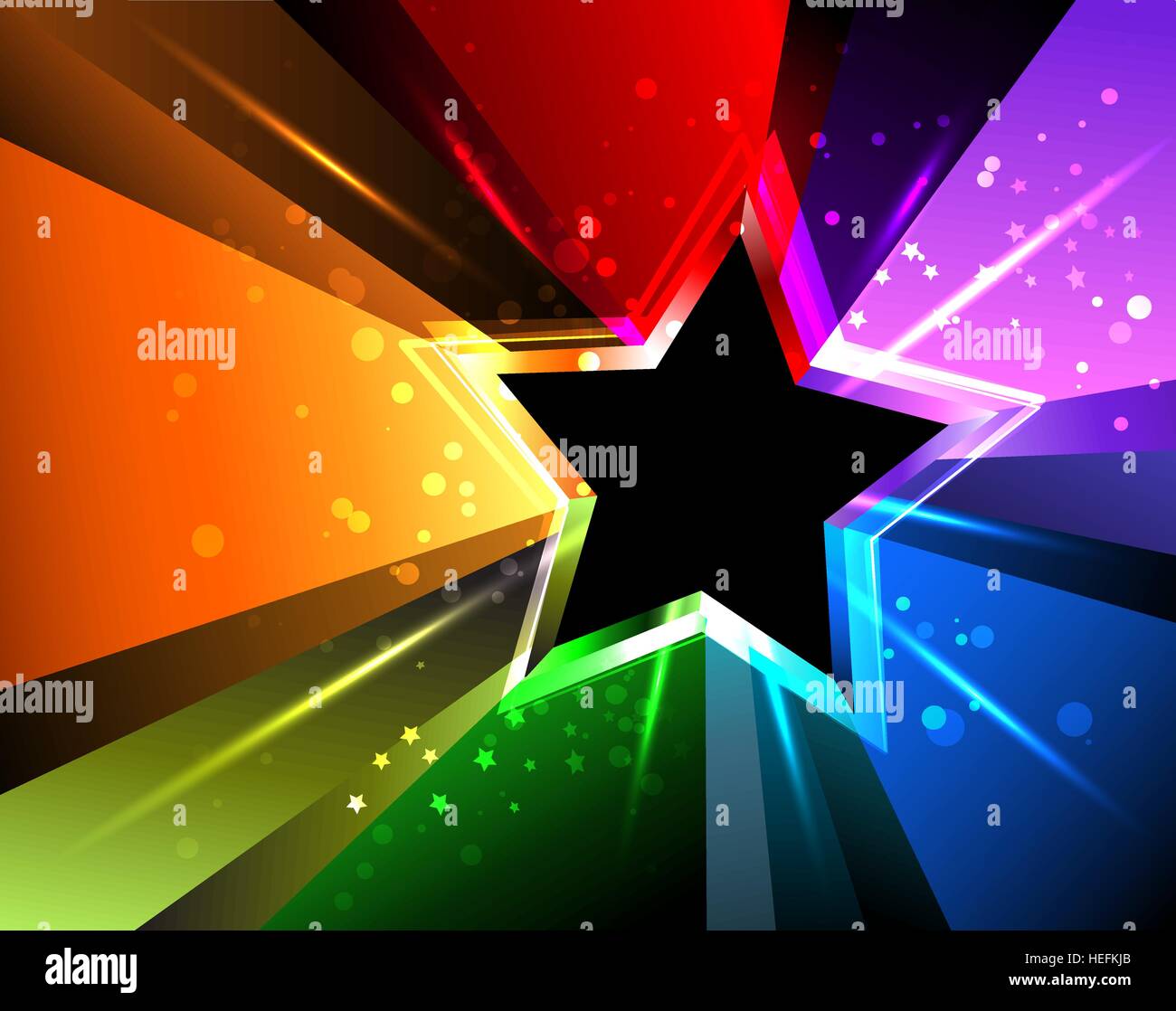 Black star avec rayons arc-en-ciel d'étincelles lumineuses et Illustration de Vecteur