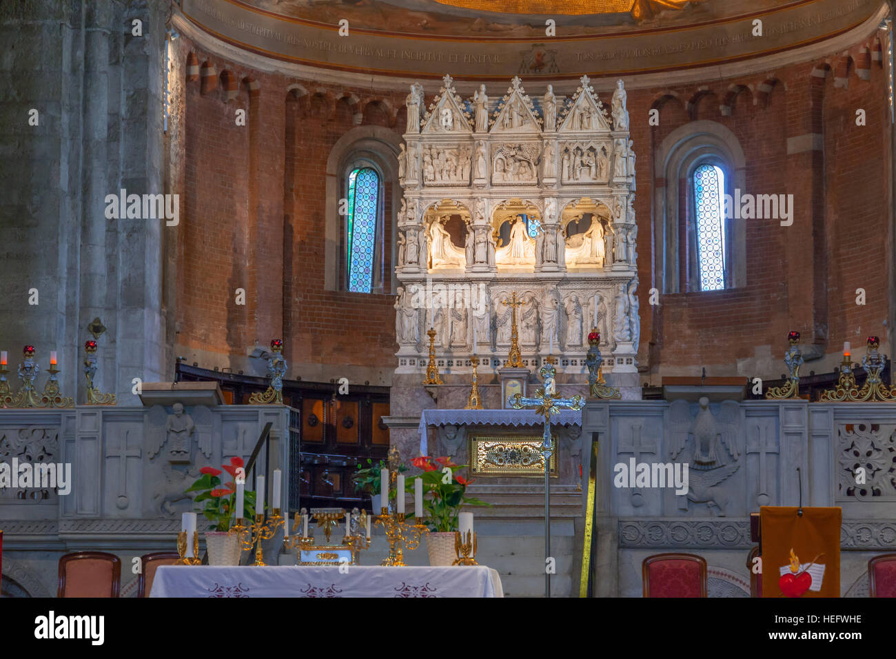 L'Arche de Saint Augustine d'Hippo, dans le presbytère de la Basilique de San Pietro in ciel d'Oro à Pavie, Italie. Banque D'Images