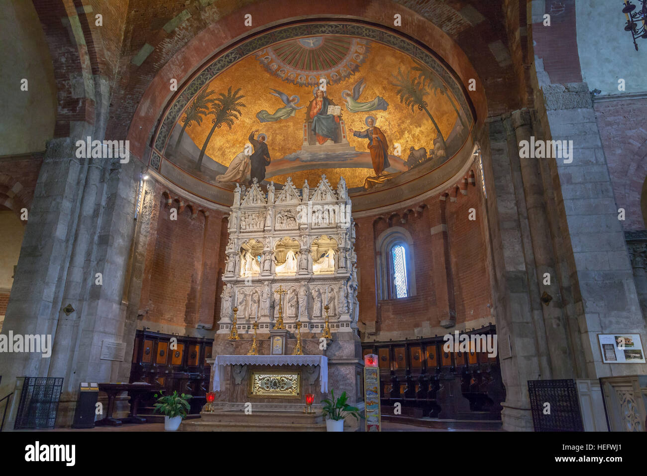 L'Arche de Saint Augustine d'Hippo, dans le presbytère de la Basilique de San Pietro in ciel d'Oro à Pavie, Italie. Banque D'Images
