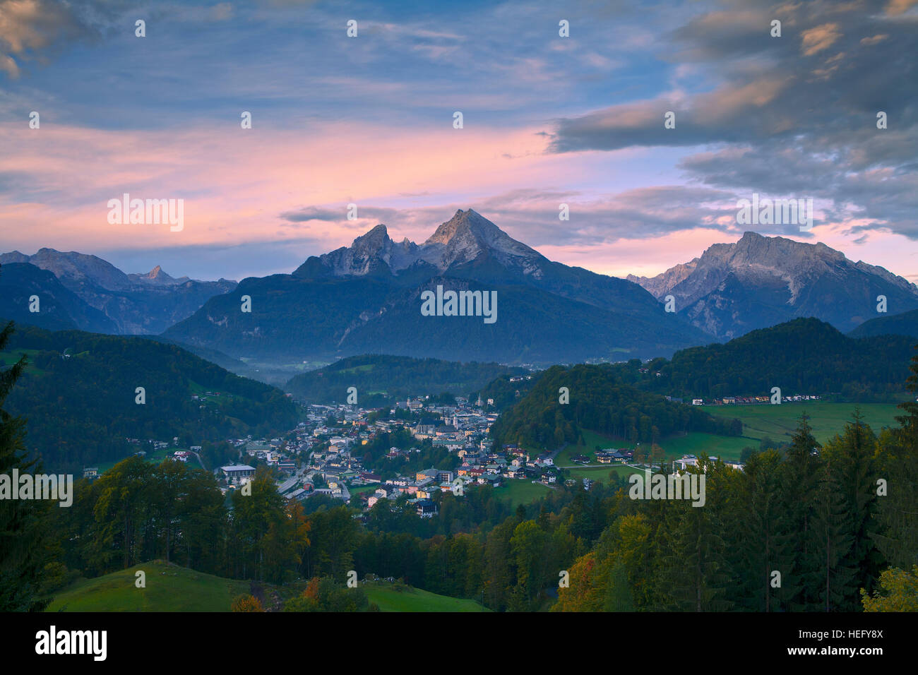 L'Allemagne, la Bavière, l'humeur du matin à Berchtesgaden Banque D'Images