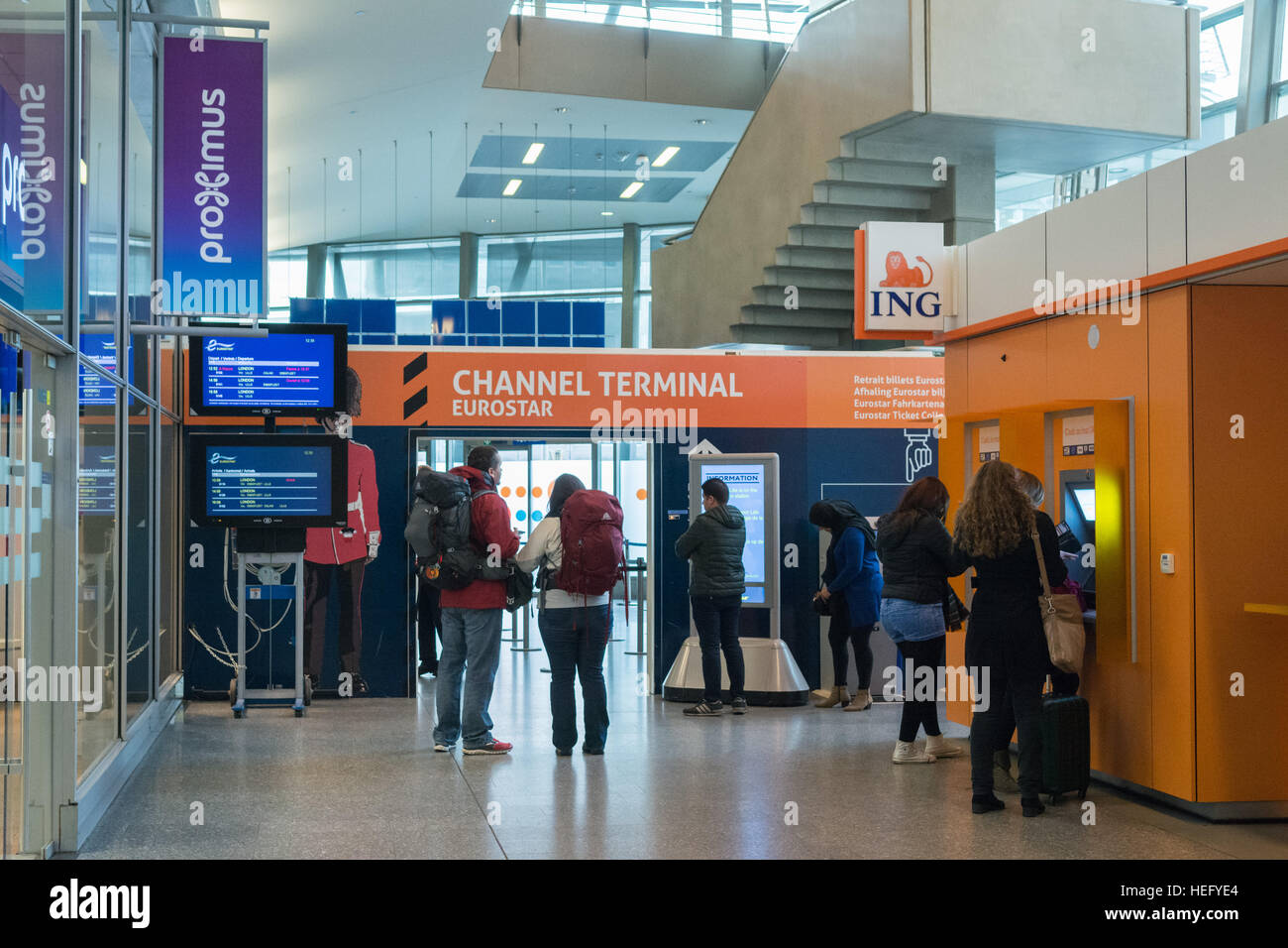 Entrée du canal à Eurostar, gare du Midi de Bruxelles, Bruxelles, Belgique,  Europe Photo Stock - Alamy