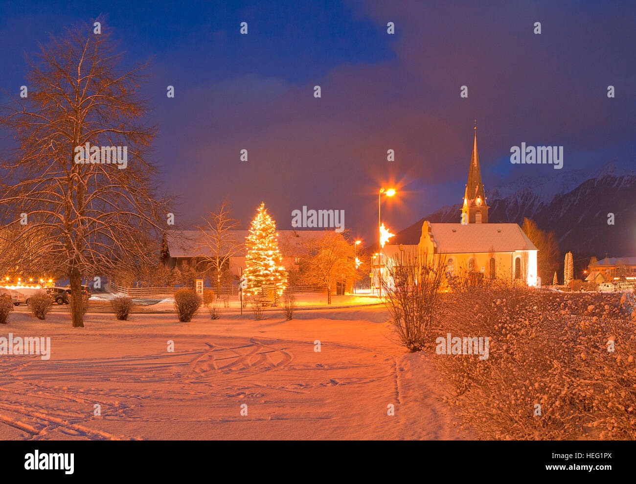 Autriche, Tyrol, Mieminger plateau, ambiance de Noël à Obsteig (village) Banque D'Images