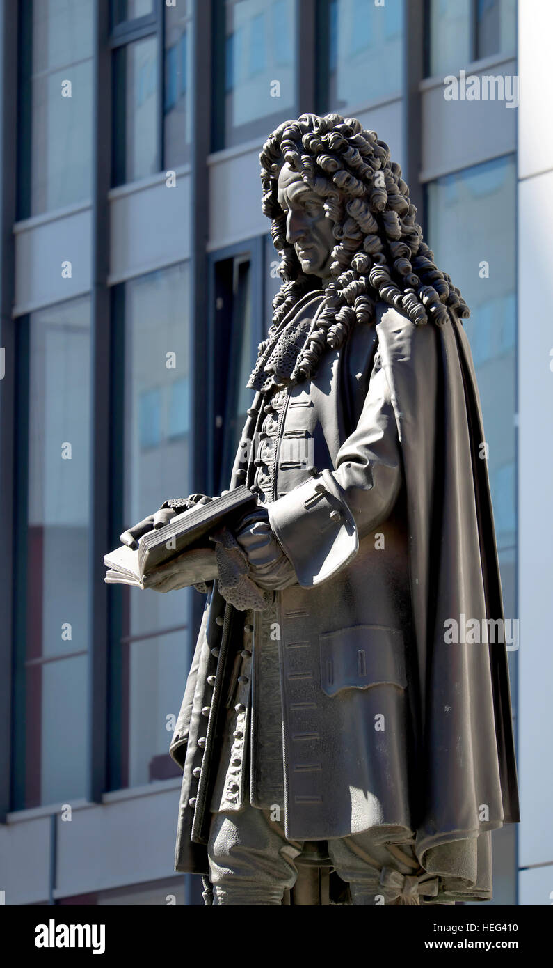 Monument de Gottfried Wilhelm Leibniz, Leipzig, Saxe, Allemagne Banque D'Images