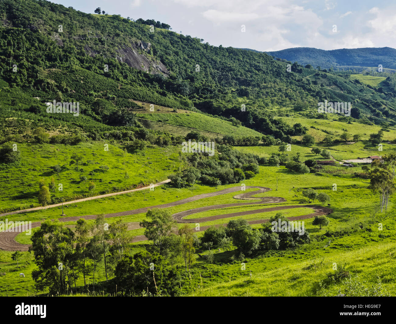 Le Brésil, l'État de Minas Gerais, Heliodora, paysage de montagne. Banque D'Images