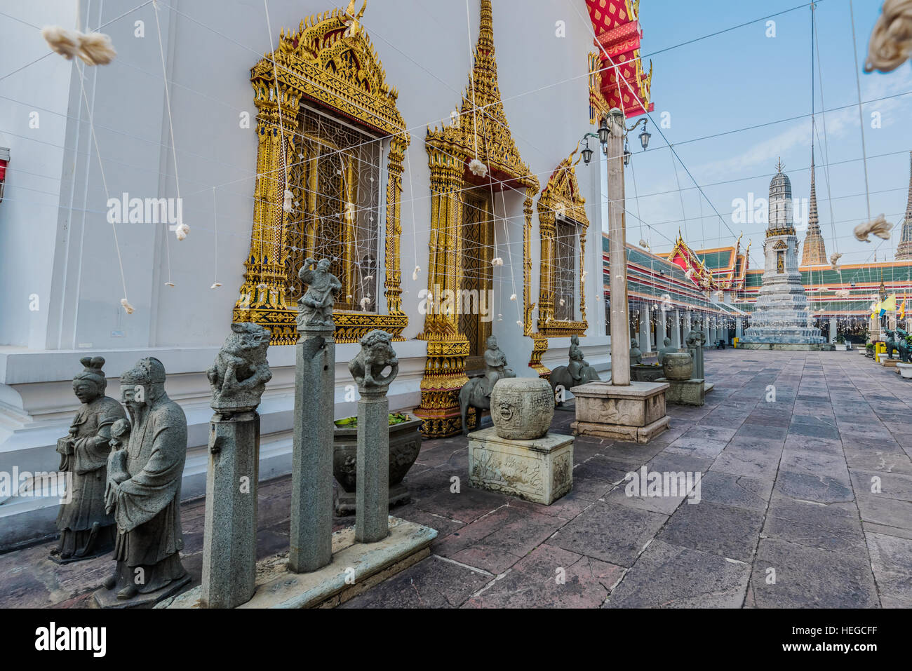 Détails de l'intérieur du temple Wat Pho temple Bangkok Thaïlande Banque D'Images