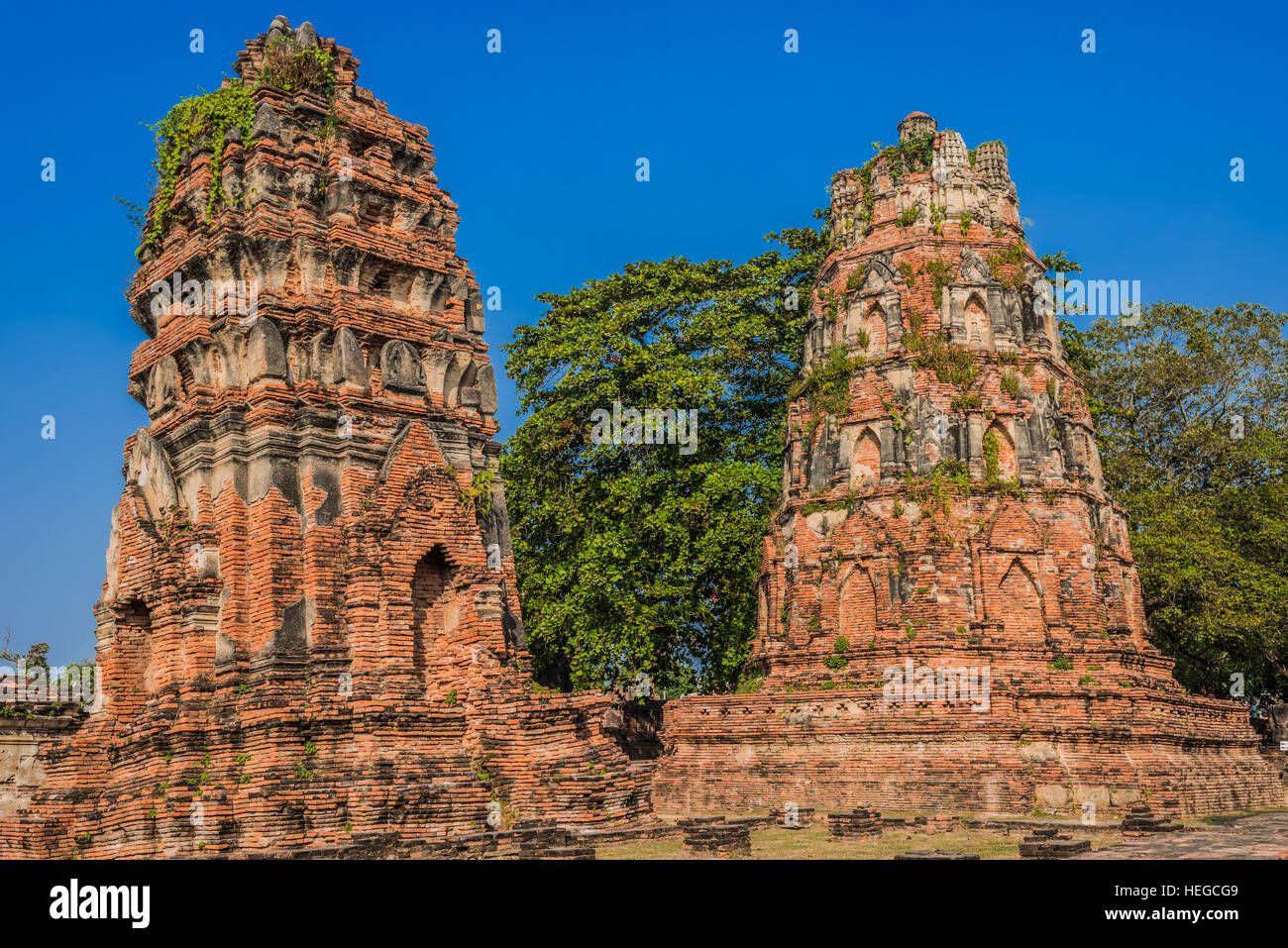 Wat Mahathat temple ruines à Ayutthaya Bangkok Thaïlande Banque D'Images