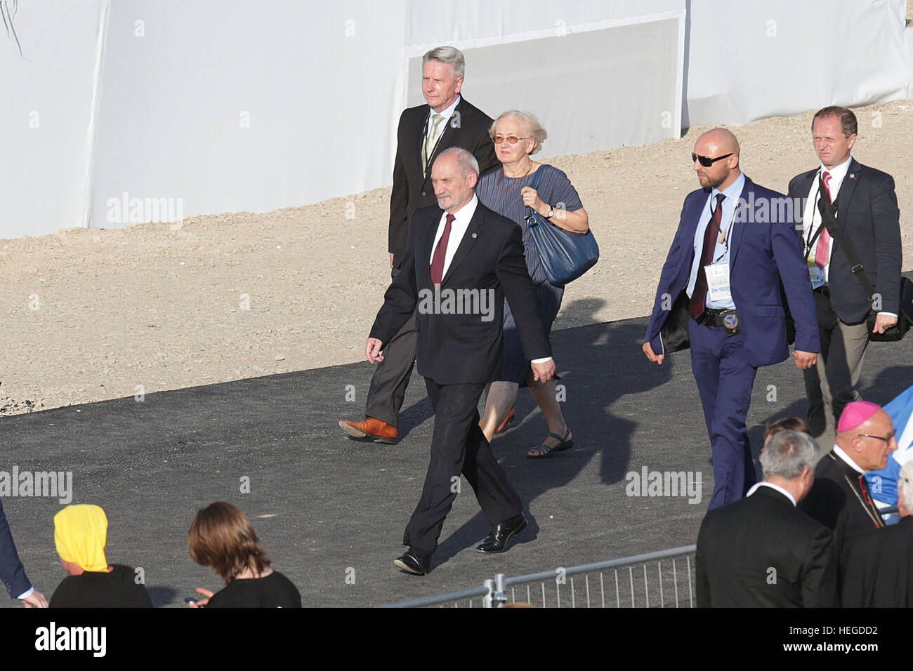 Pologne - DAMNAK, 30 juillet 2016 : Journée mondiale de la Jeunesse 2016 Damnak , près de Cracovie o/p Antoni Macierewicz - Ministre polonais de la Défense nationale Banque D'Images