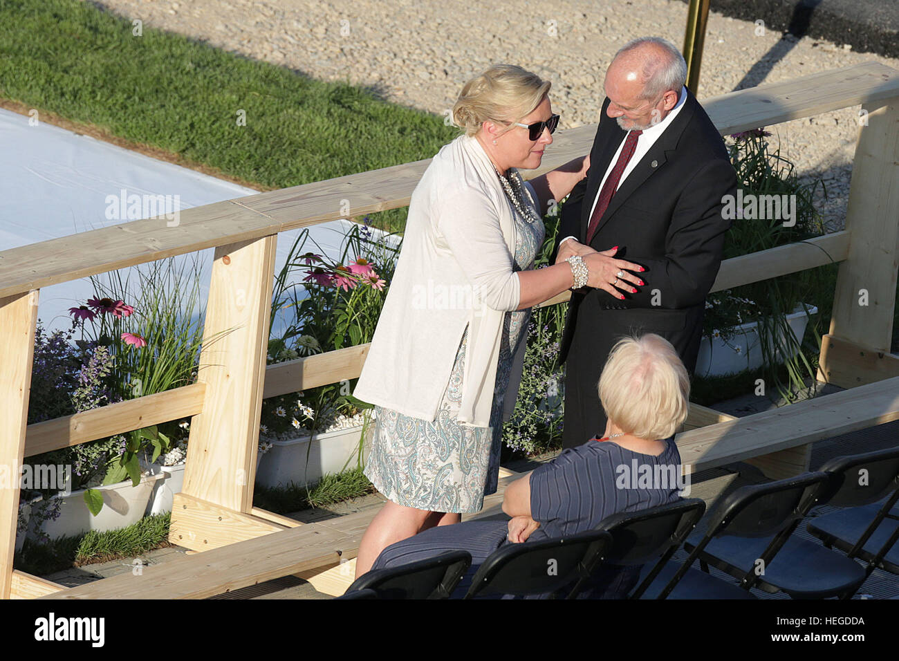 Pologne - DAMNAK, 30 juillet 2016 : Journée mondiale de la Jeunesse 2016 Damnak , près de Cracovie o/p Antoni Macierewicz - Ministre polonais de la Défense nationale Beata Kempa Banque D'Images