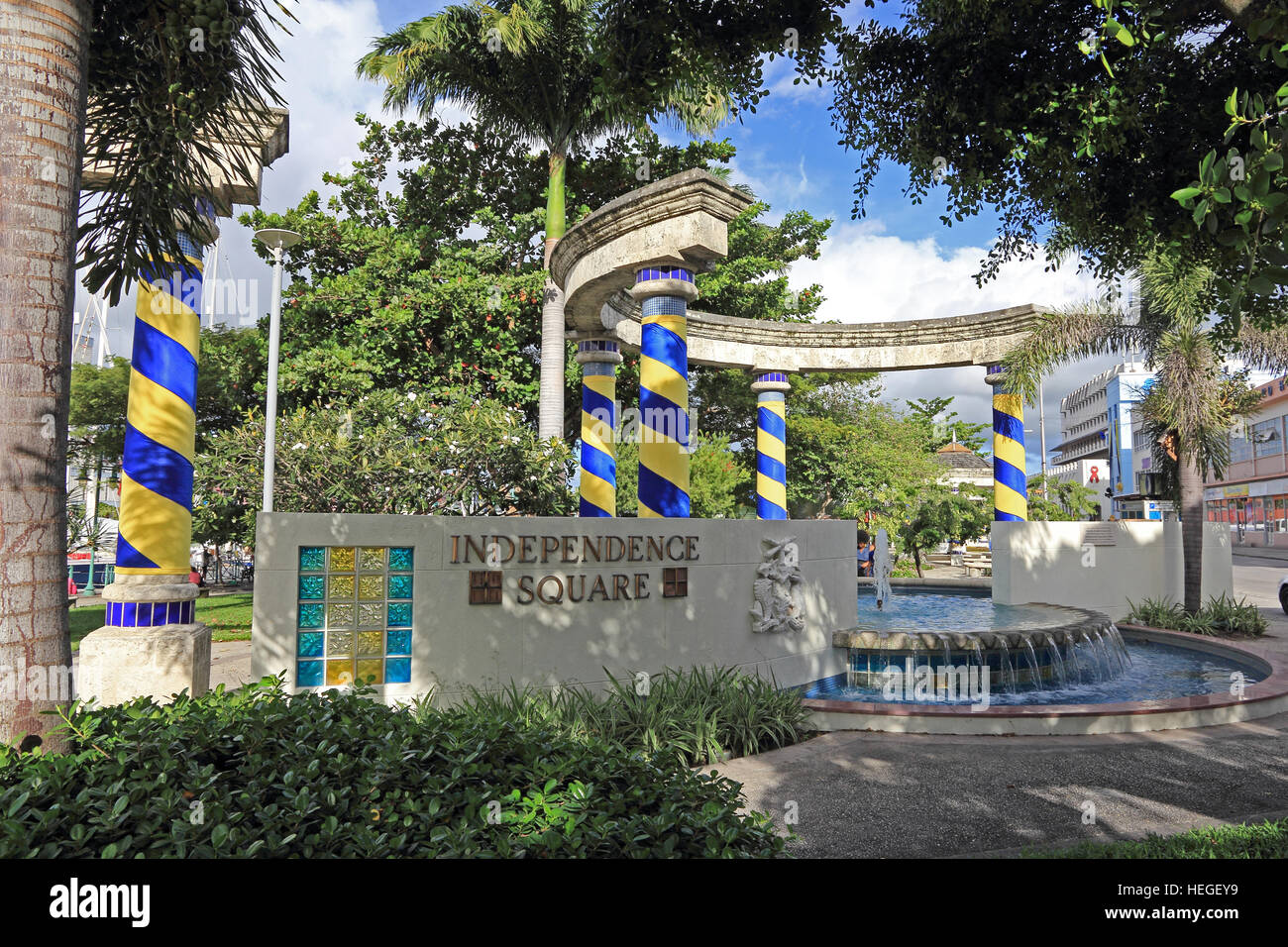 La place de l'indépendance, Bridgetown, Barbade Banque D'Images