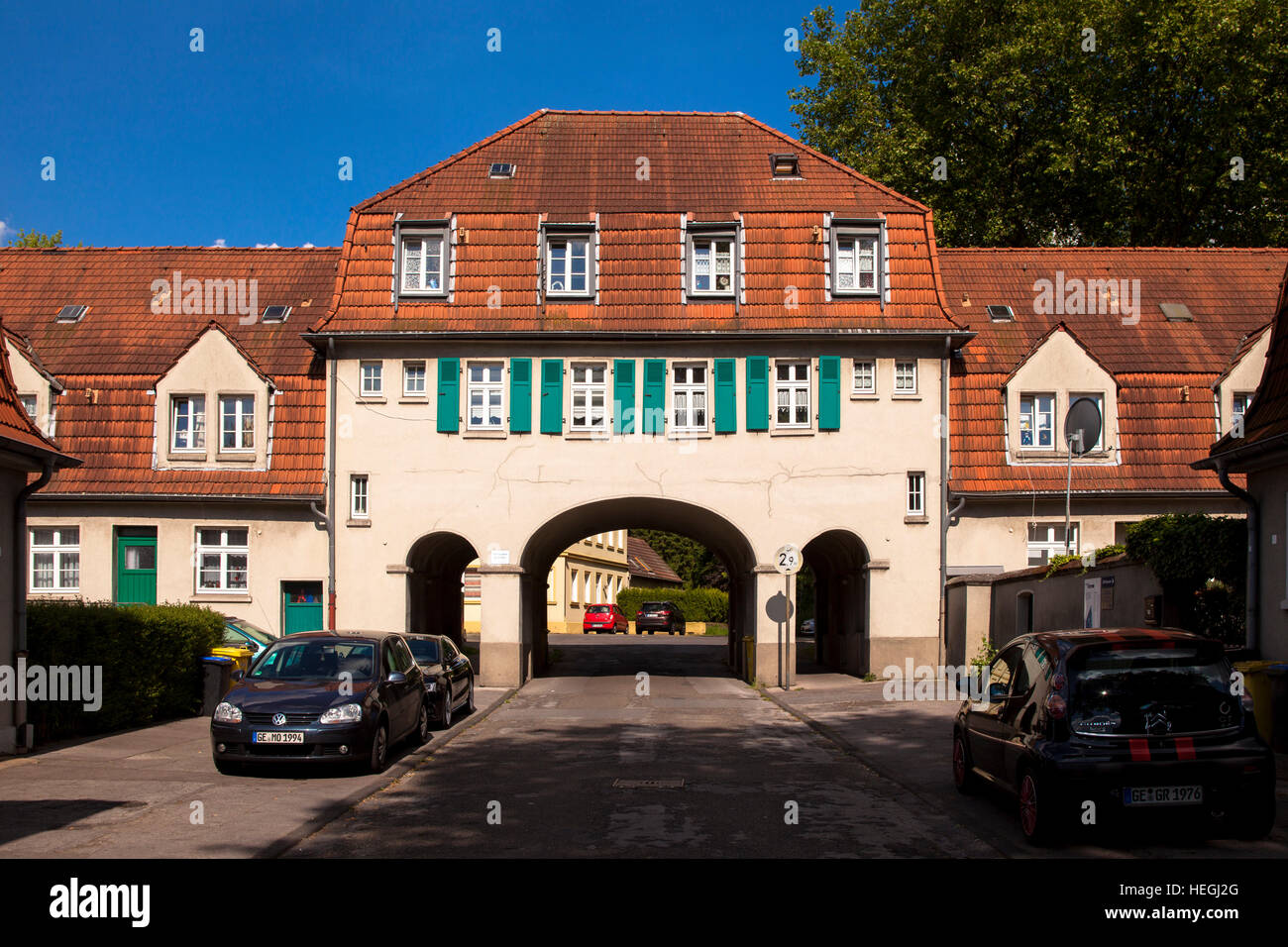 L'Allemagne, la Ruhr, Gelsenkirchen, la colonie n'Schuengelberg, ancien quartier résidentiel pour mineurs. Banque D'Images