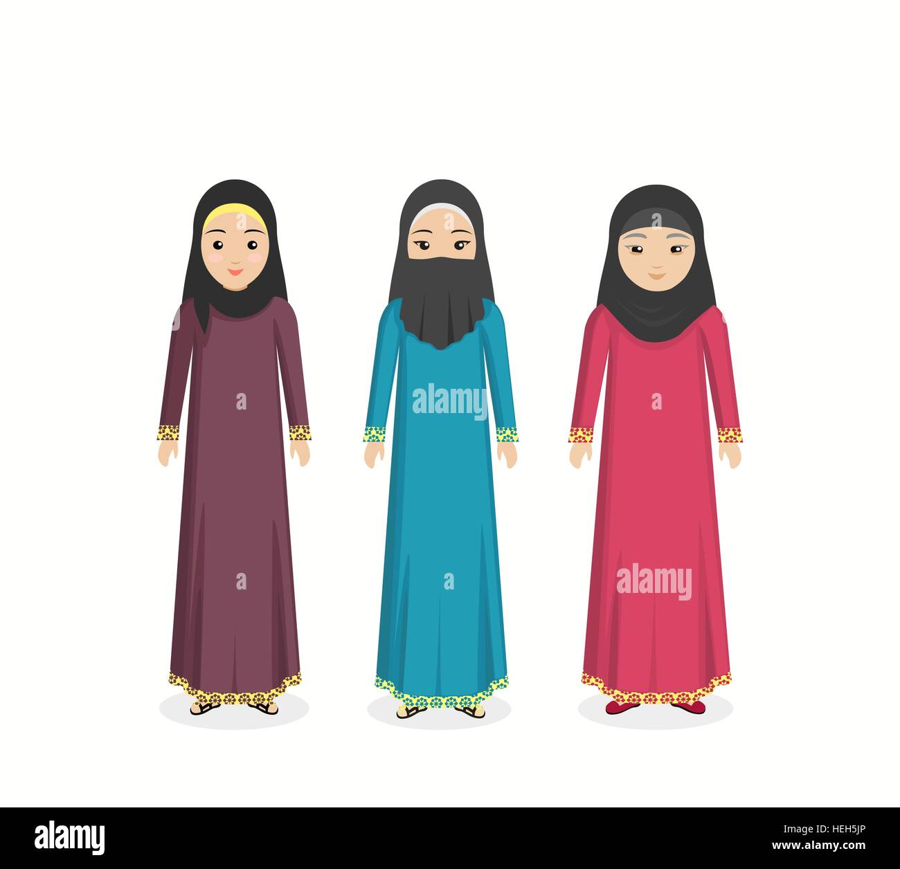 Arabian vêtements traditionnels. Traditionnel arabe, arabe musulmane  habillement femme, robe arabe l'Est, l'origine ethnique, visage islamique  Image Vectorielle Stock - Alamy