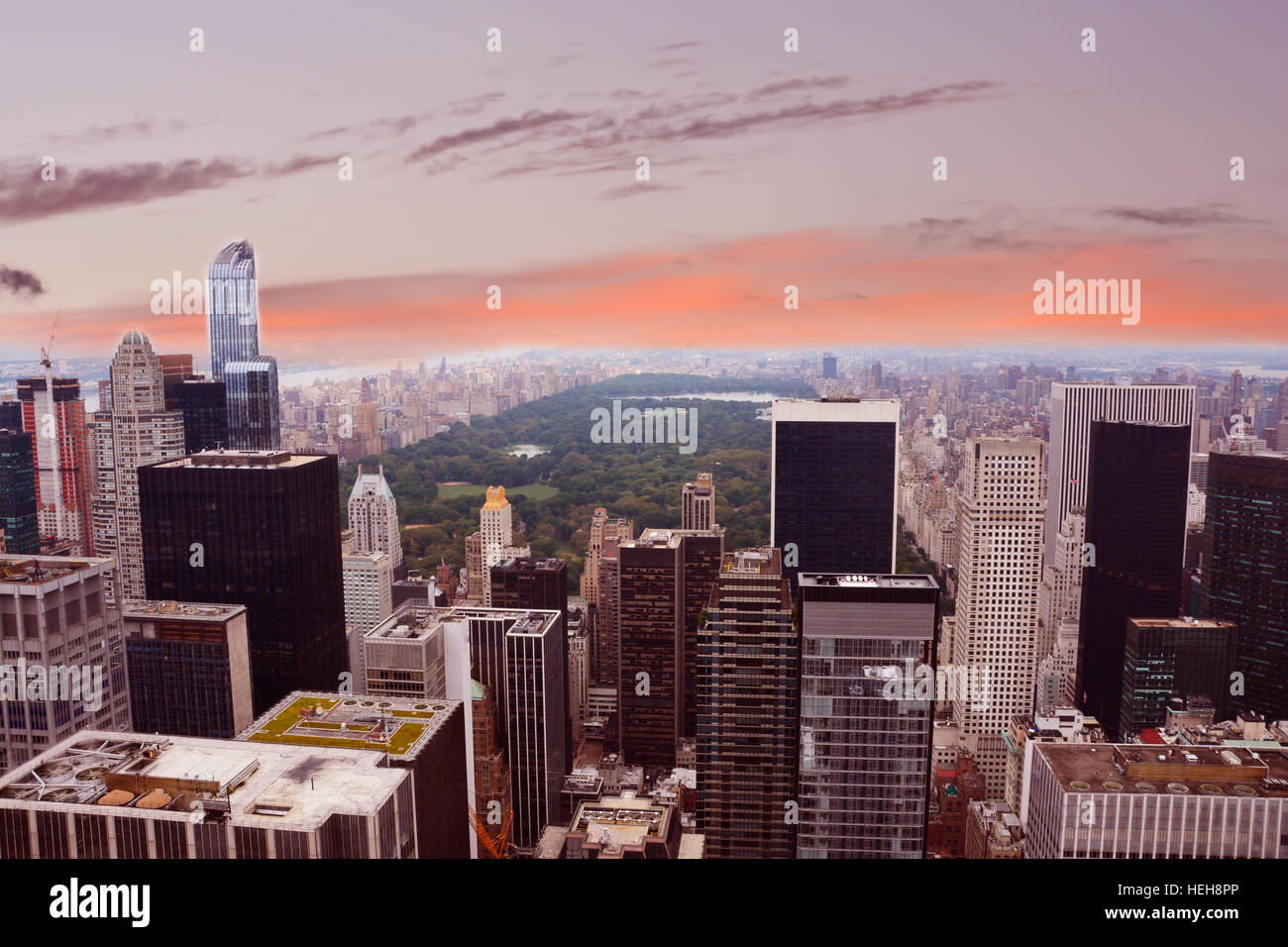 Magnifique vue sur Central Park - New York au coucher du soleil Banque D'Images Magnifique vue sur Central Park - New York au coucher du soleil Banque D'Images