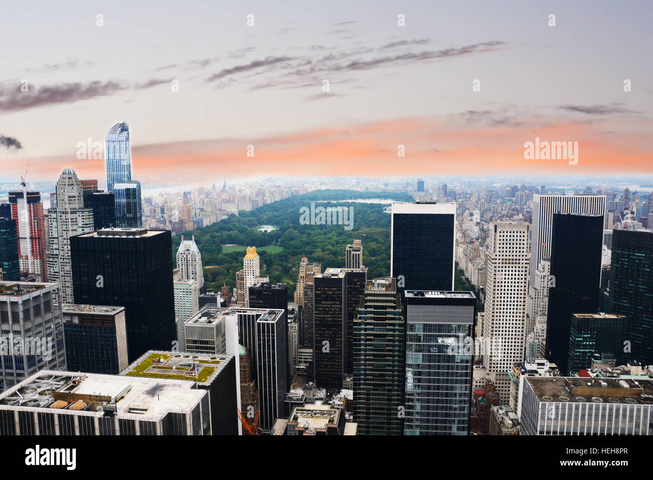Magnifique vue sur Central Park - New York au coucher du soleil Banque D'Images Magnifique vue sur Central Park - New York au coucher du soleil Banque D'Images