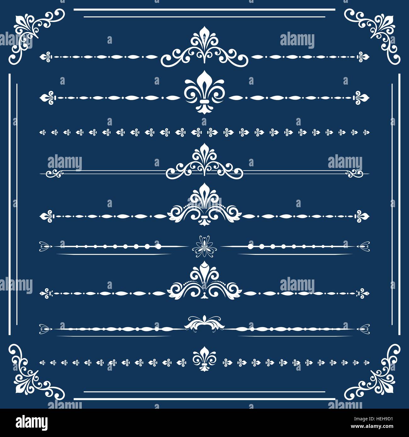 Vintage Ensemble d'éléments horizontaux Illustration de Vecteur