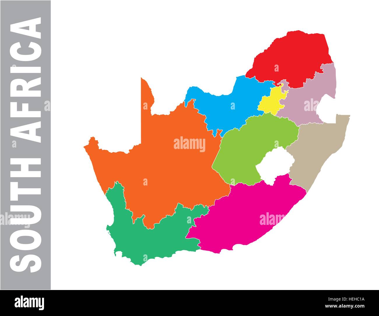 L'Afrique du Sud en couleurs carte vectorielle administrative et politique Illustration de Vecteur