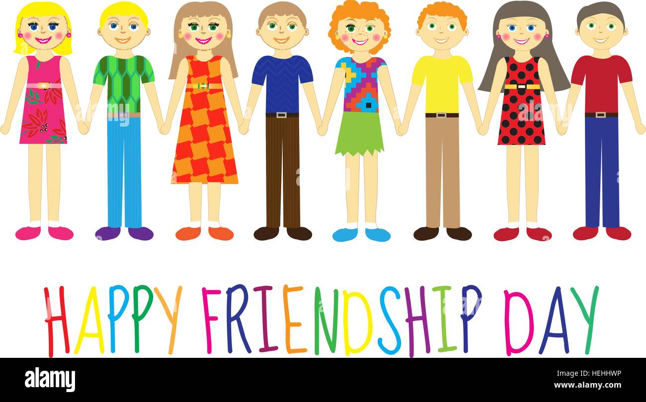 Carte De Souhaits Avec Une Bonne Journee De L Amitie Carte De Voeux Enfants Cute Cartoon Se Tenant La Main Vector Illustration Image Vectorielle Stock Alamy Carte De Souhaits Avec Une Bonne Journee De L Amitie Carte De Voeux Enfants Cute Cartoon Se Tenant La Main Vector Illustration Image Vectorielle Stock Alamy