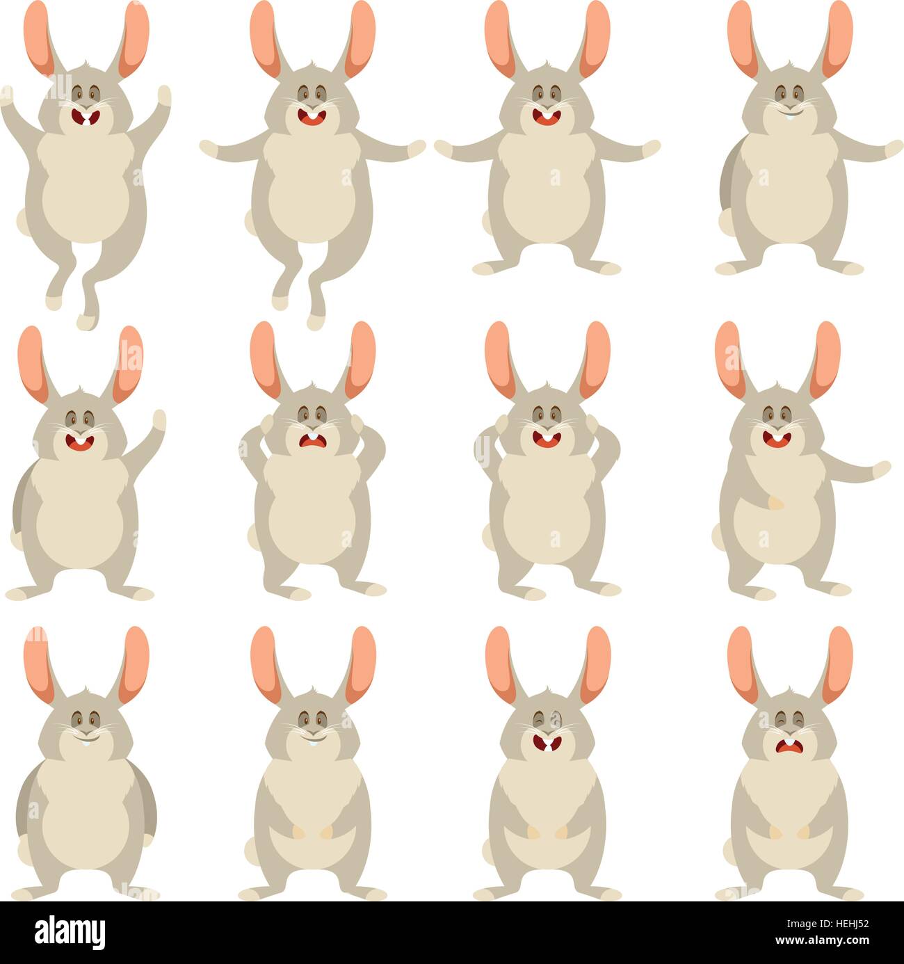 Ensemble d'icônes lapin plat Illustration de Vecteur