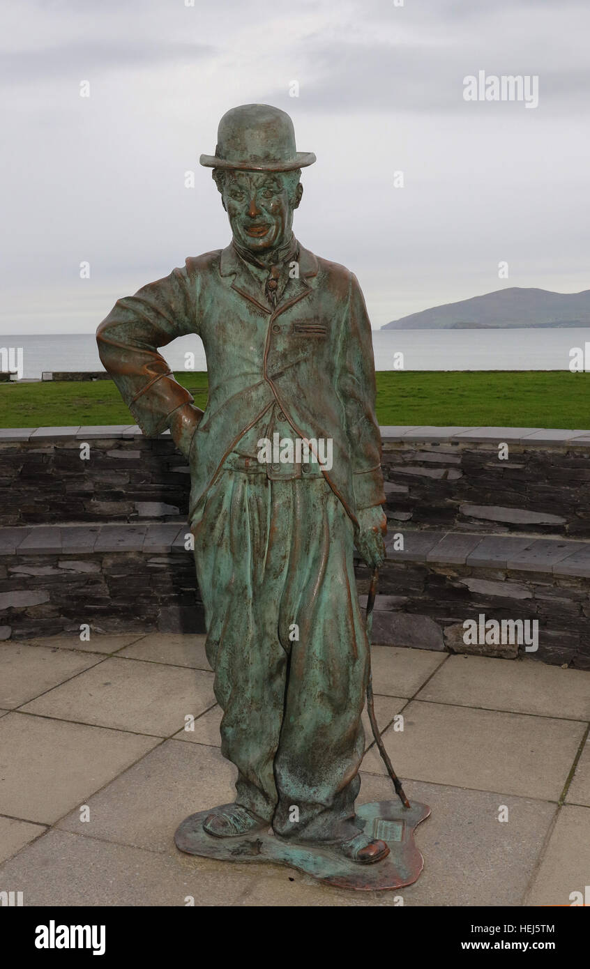 Statue de Charlie Chaplin à Waterville, dans le comté de Kerry, Irlande. Banque D'Images
