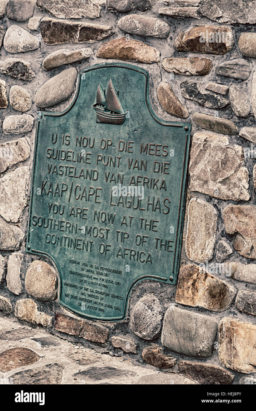 En Afrique du sud du cap des panneaux routiers les plus agulahs point d'Afrique du Sud Banque D'Images