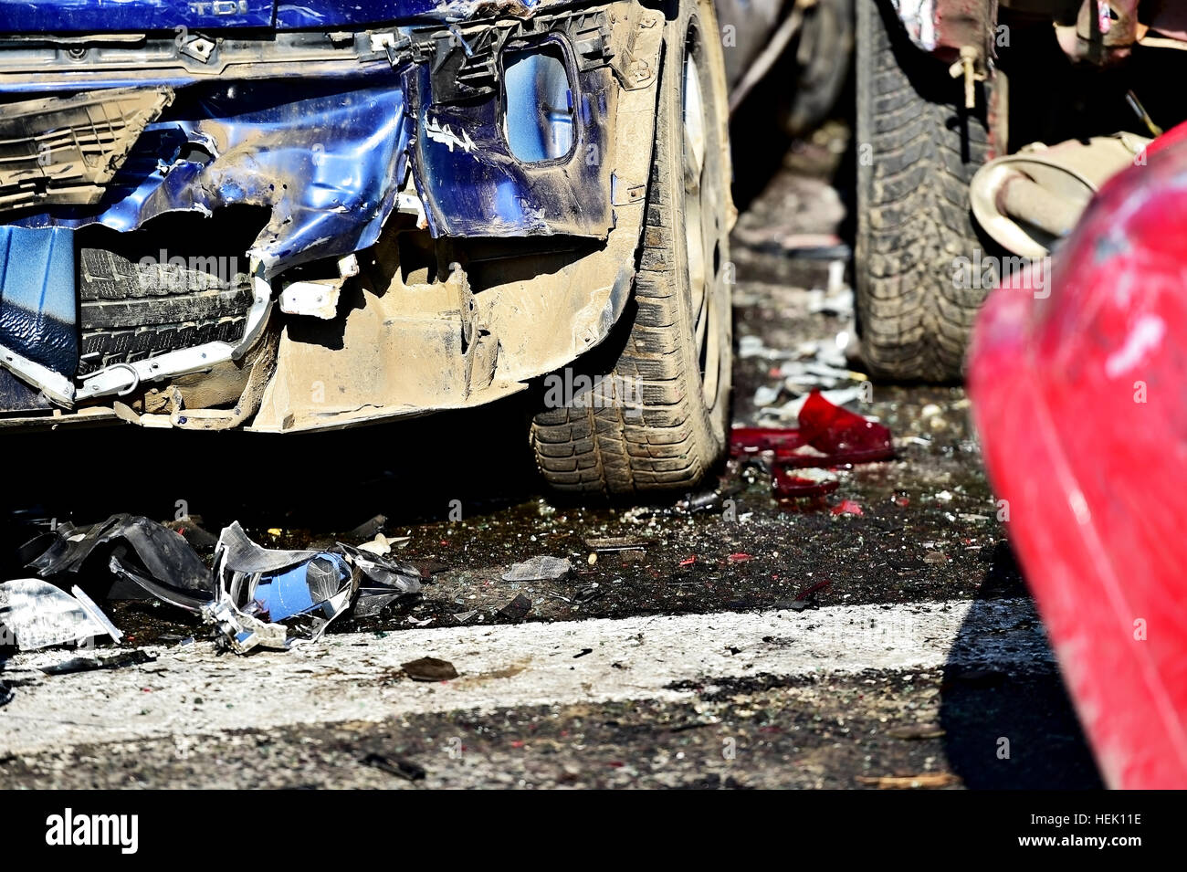 Détail avec dommages automobile après un accident de voiture accident Banque D'Images