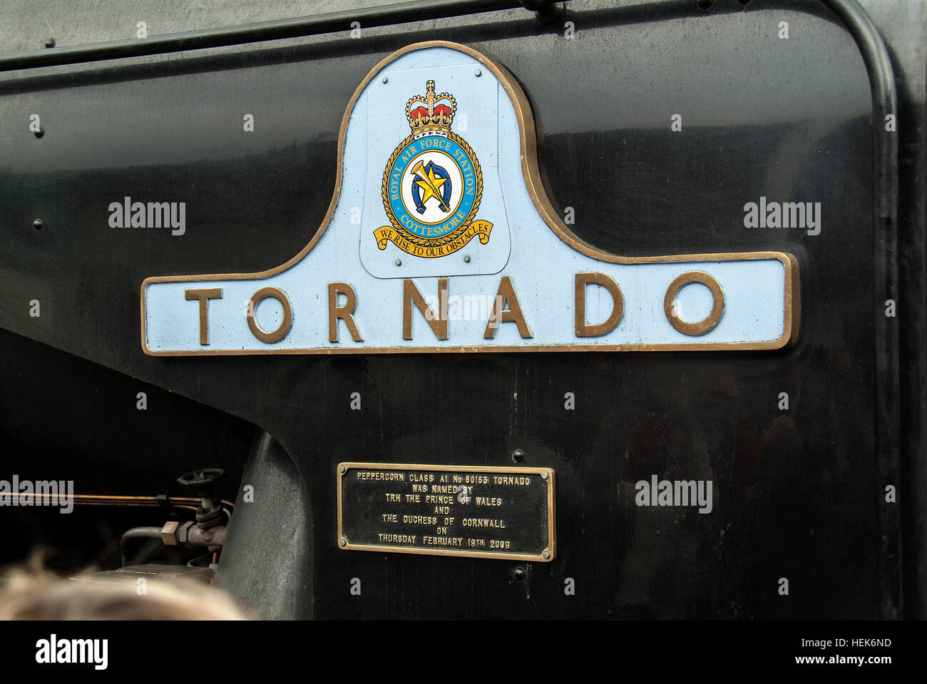 Plaque constructeur de la locomotive Tornado Banque D'Images