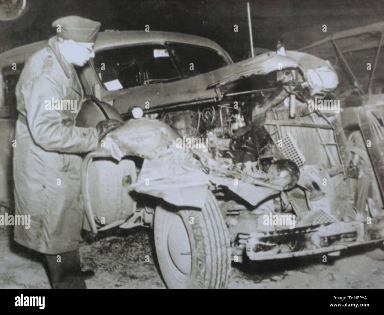 Le général George S. Patton Accident de voiture 1945 Banque D'Images