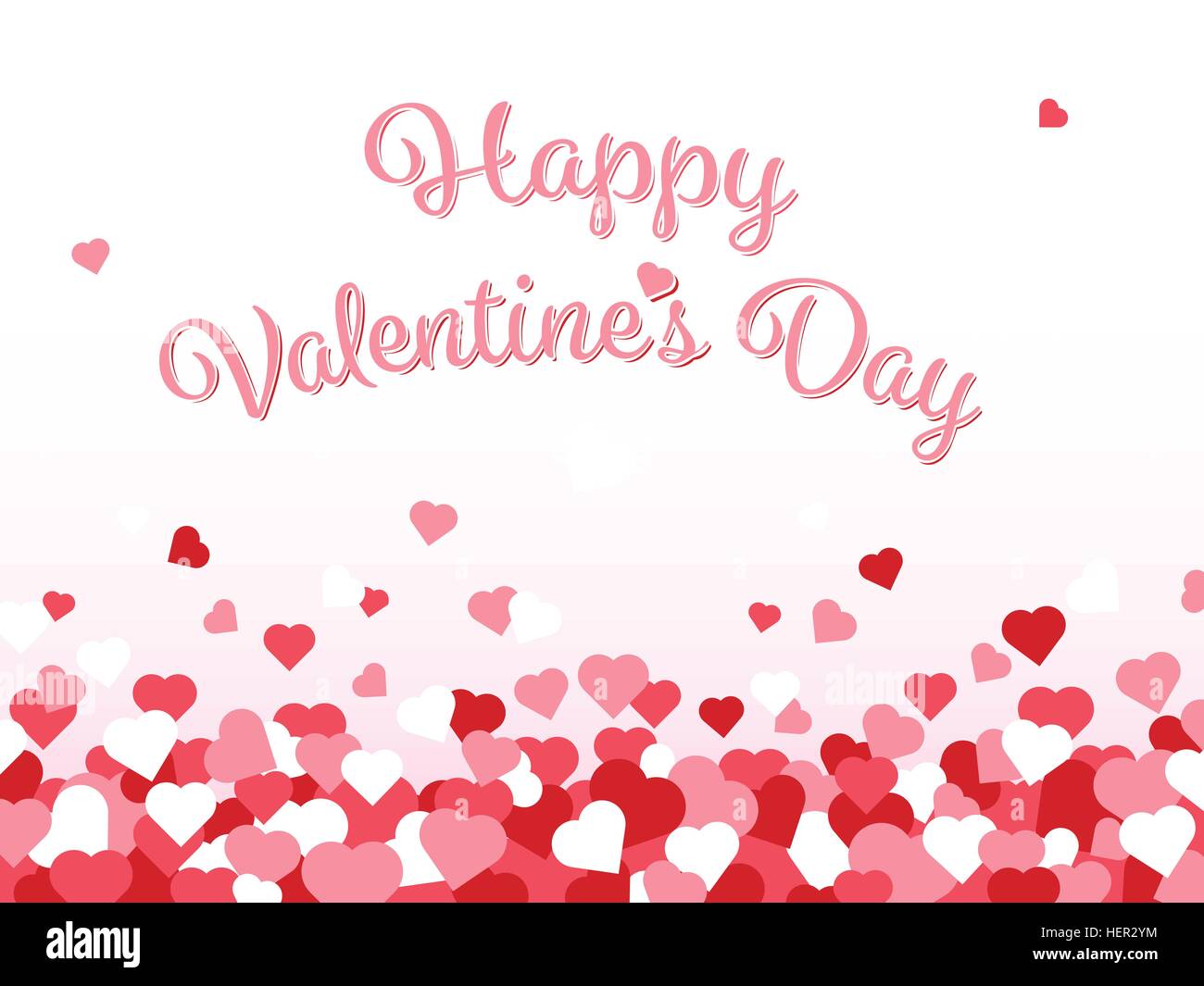 Valentines Day bonjour avec des cœurs et du texte Illustration de Vecteur