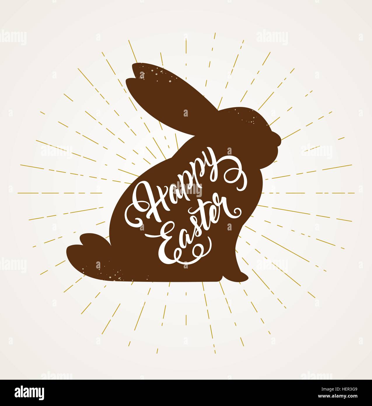 Décorations de Pâques lapin avec carte de vœux et inscription. Vector illustration. Illustration de Vecteur