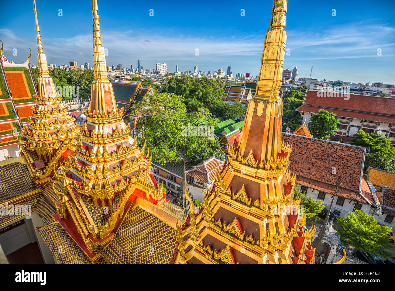 Wat Ratchanatdaram à Bangkok, Thaïlande. Banque D'Images