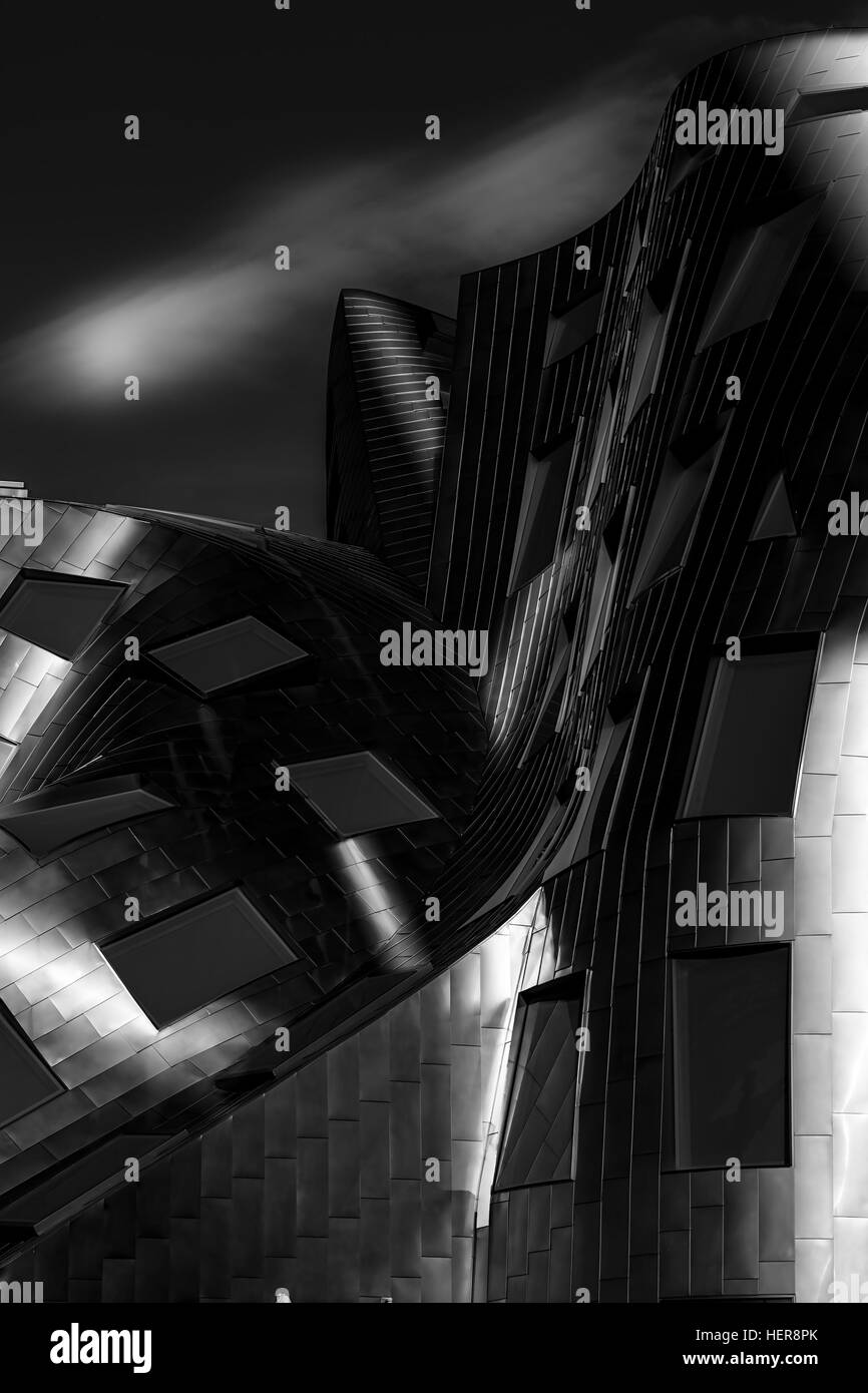 Architecture de Frank O. Gehry, bâtiment, argent, courbe, Las Vegas, ETATS UNIS Banque D'Images