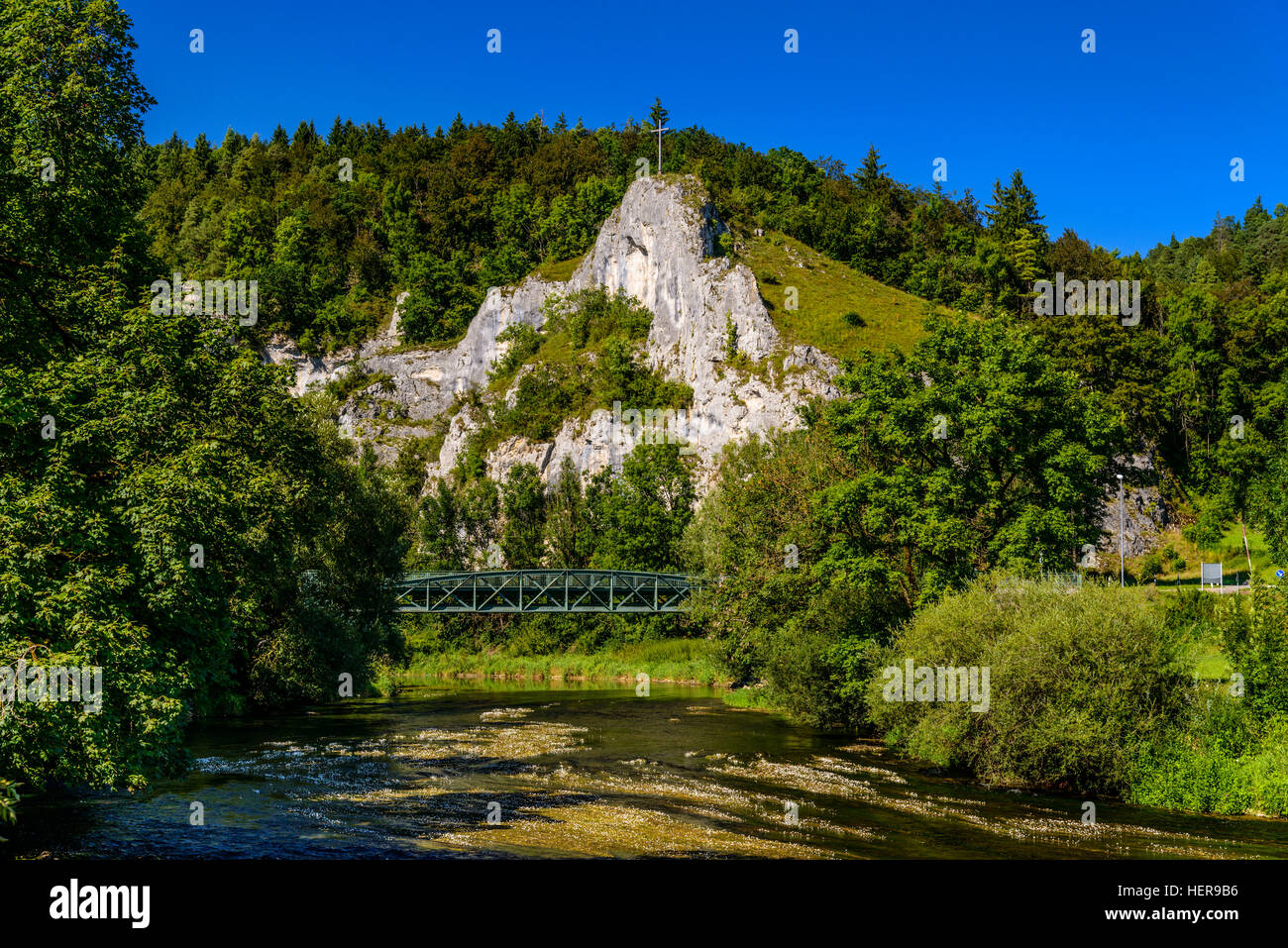 Deutschland, Bade-Wurtemberg, Schwäbische Alb, Oberes Donautal, Sigmaringen, Stadtteil Steilufer Gutenstein, Donau bei Gutenstein Banque D'Images