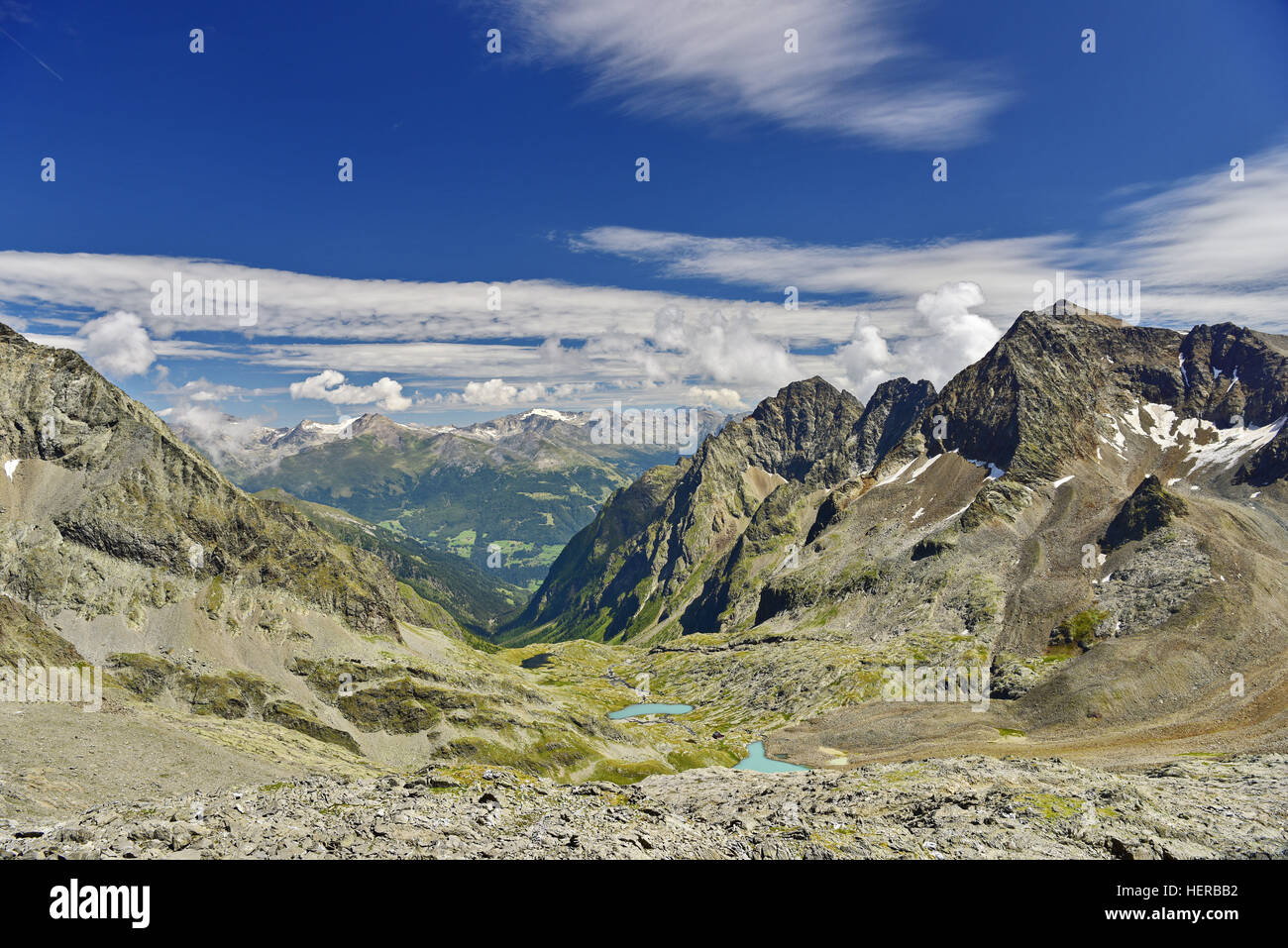 Blick über das Gradental Goldbergspitze/ mit hoher Sonnblick Banque D'Images