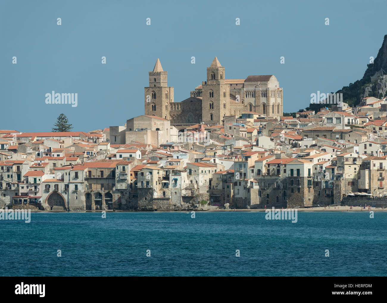 Cathédrale, le centre historique, Cefalu, Sicile, Italie Banque D'Images