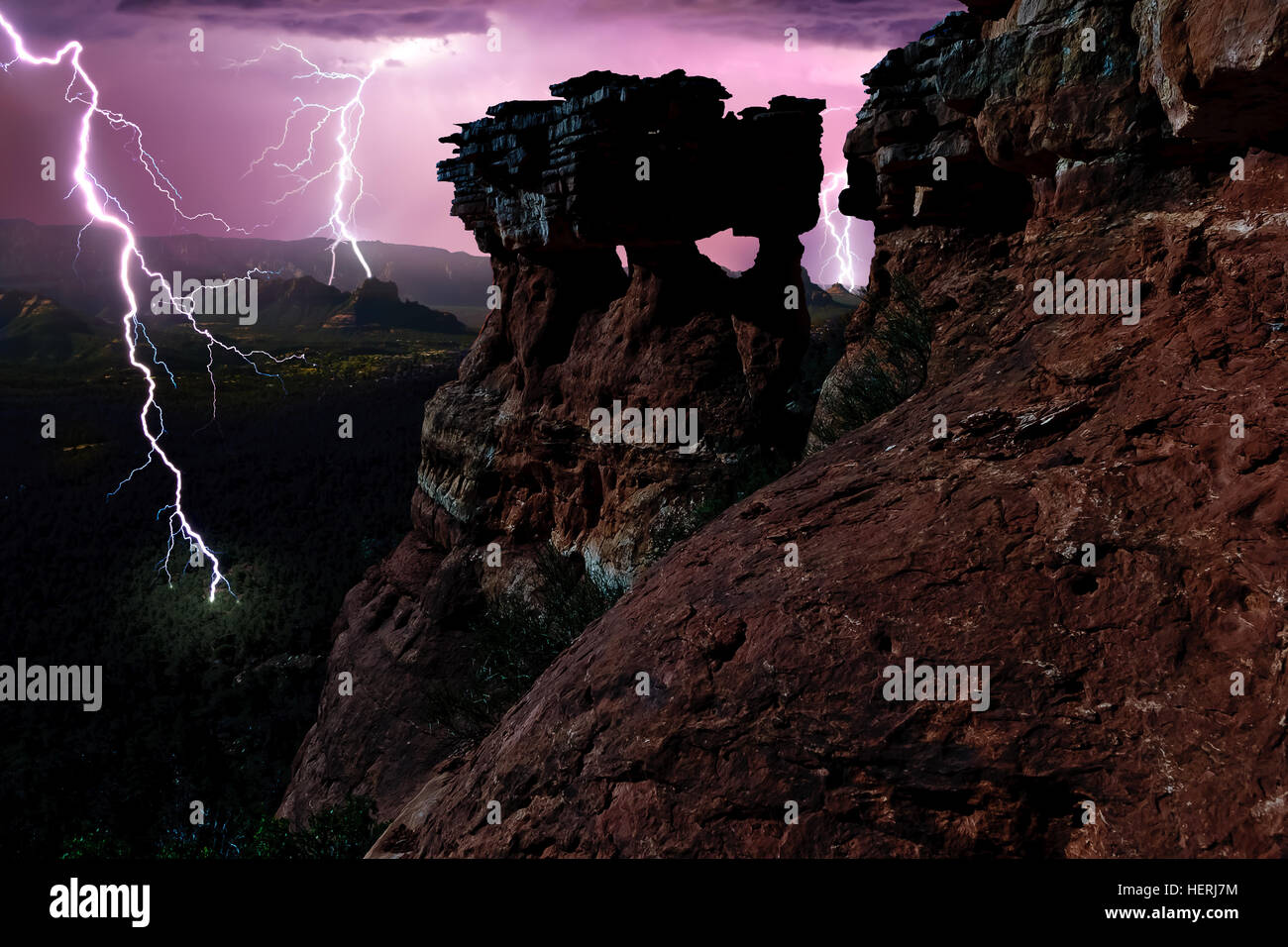 Lightning Strike, Sedona, Arizona, États-Unis Banque D'Images