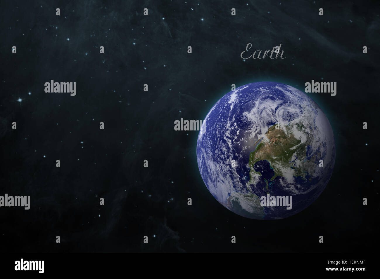 Système solaire - la terre. Planète isolé sur fond noir. Banque D'Images