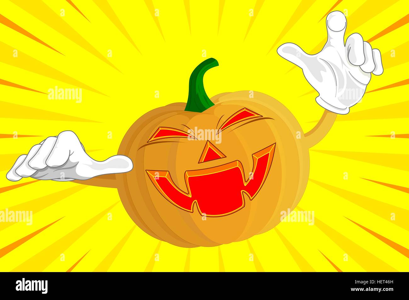 Happy pumpkin cartoon vector sur fond sunburst halloween pour décorer Illustration de Vecteur